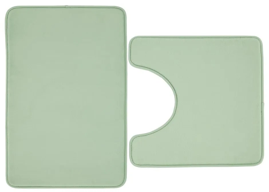 Jasnozielone dywaniki łazienkowe do WC z pianki pamięciowej zestaw 2 szt. 50x80 cm Anti-Bacterial – Catherine Lansfield