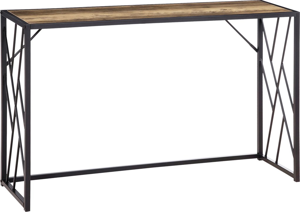 HOMCOM Konsola, Stół do Przedpokoju, Design Industrialny, Stabilna Metalowa Rama, 120 x 35 x 75 cm
