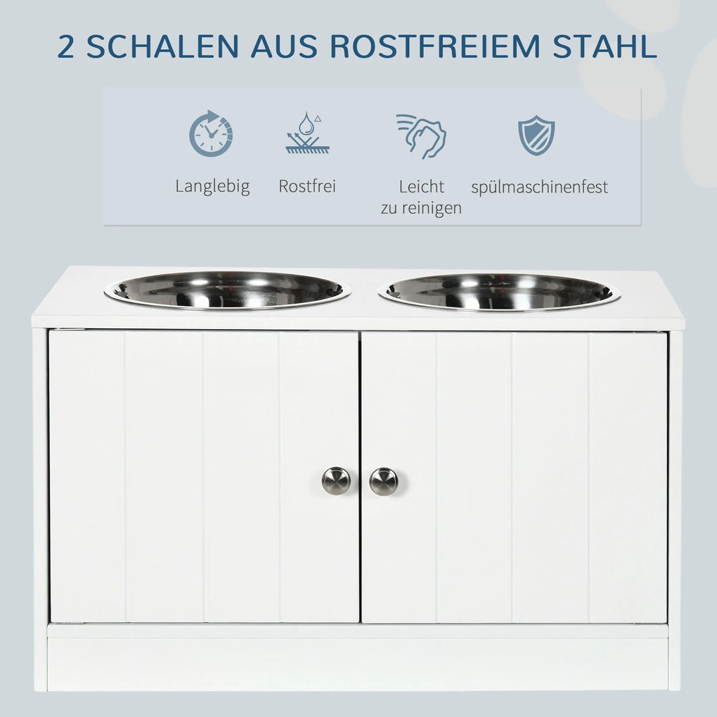 PawHut Stacja karmienia z 2 miskami ze stali nierdzewnej