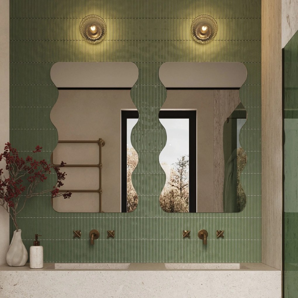 Lustro dekoracyjne oszlifowane bez podświetlenia WAVE Duo | Różne rozmiary | Różne kolory : Kolor tafli szkła - Srebrny, Rozmiar - 60 x 120 cm