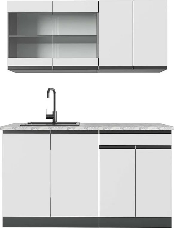 Pojedyncza kuchnia biały/antracyt 140x60x81.6 r-line