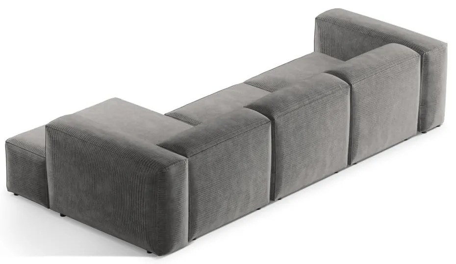 Jasnoszary sztruksowy narożnik (prawostronny/z szezlongiem) Bergano – Cosmopolitan Design