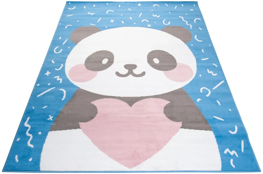 Niebieski dywan z pandą do pokoju dziecięcego E8-Z15