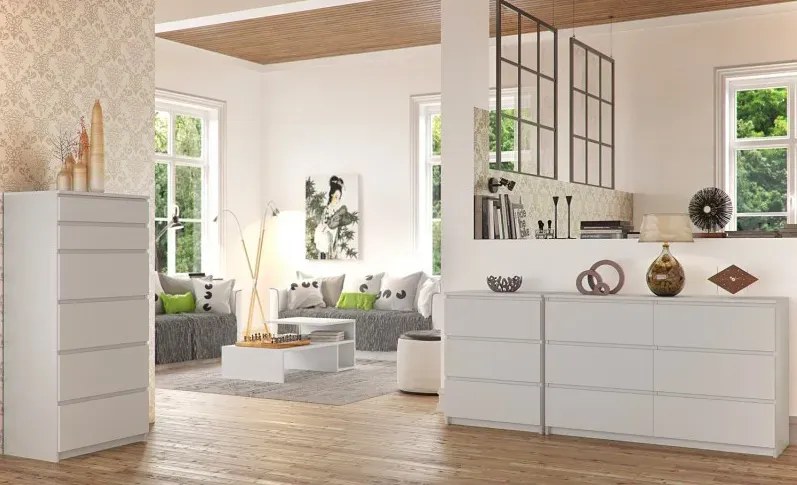 Biała komoda z szufladami do salonu H6-R10