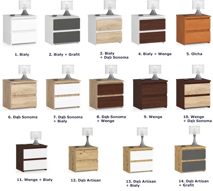 Klasyczna szafka nocna do sypialni olcha L2-N81