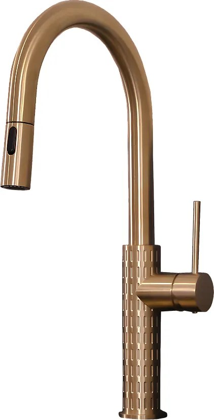 Architek Bateria zlewozmywakowa wyciągana głowica prysznicowa kolorze szczotkowanej miedzi - Essebagno