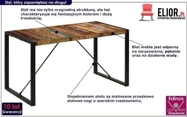 Wielokolorowy stół industrialny 70x140 – Fulo 2X
