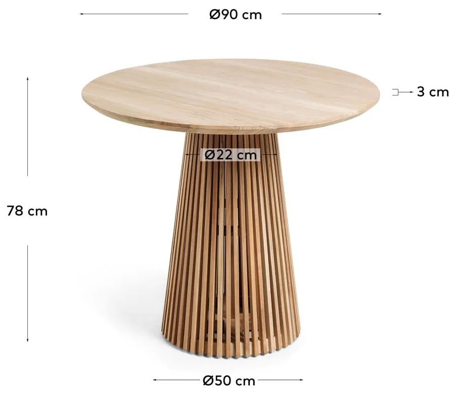 okrągły stół z litego drewna tekowego ø 90 cm Jeanette – Kave Home