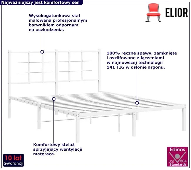 Białe metalowe łóżko industrialne 120x200 cm - Laxo