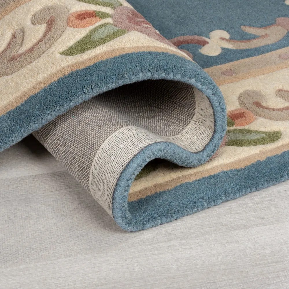 Niebieski wełniany dywan Flair Rugs Aubusson, 67x210 cm