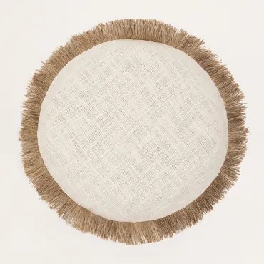 Poduszka Okrągła Ø40 Cm Z Bawełny Paraiba Gardenia Biel - Nature - Sklum