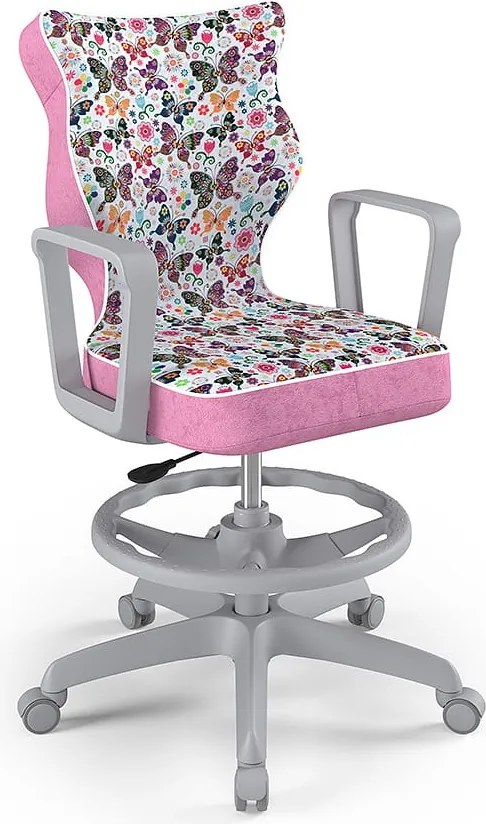 Krzesło młodzieżowe z podnóżkiem i wzorami Norm Grey rozmiar 6 (159-188 cm)