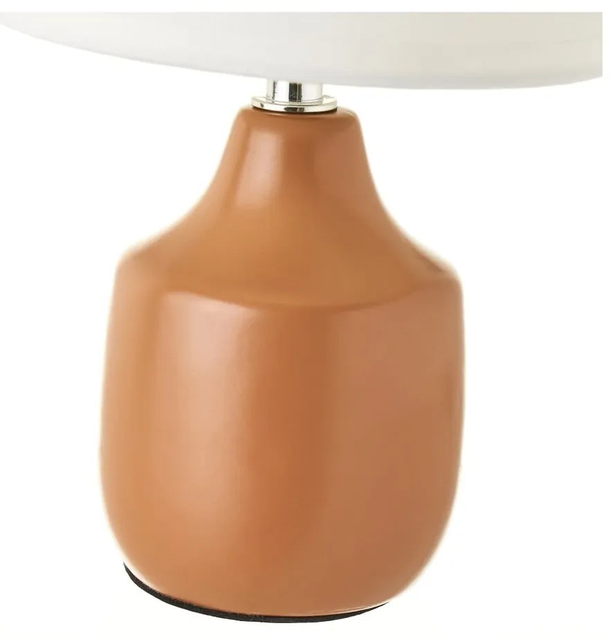 Biało-brązowa ceramiczna lampa stołowa z tekstylnym kloszem (wys. 24 cm) – Casa Selección