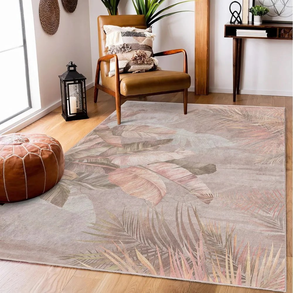 Beżowy chodnik odpowiedni do prania 80x200 cm Dusty Leaves – Mila Home