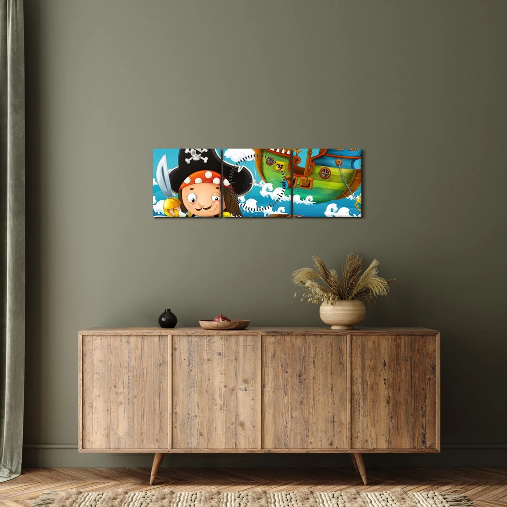 Obraz - Skarb piratów (z zegarem) (90x30 cm)