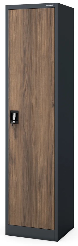 Szafa biurowa metalowa na akta antracytowa/orzech, 450x1850x400 mm: ALEX Eco Design
