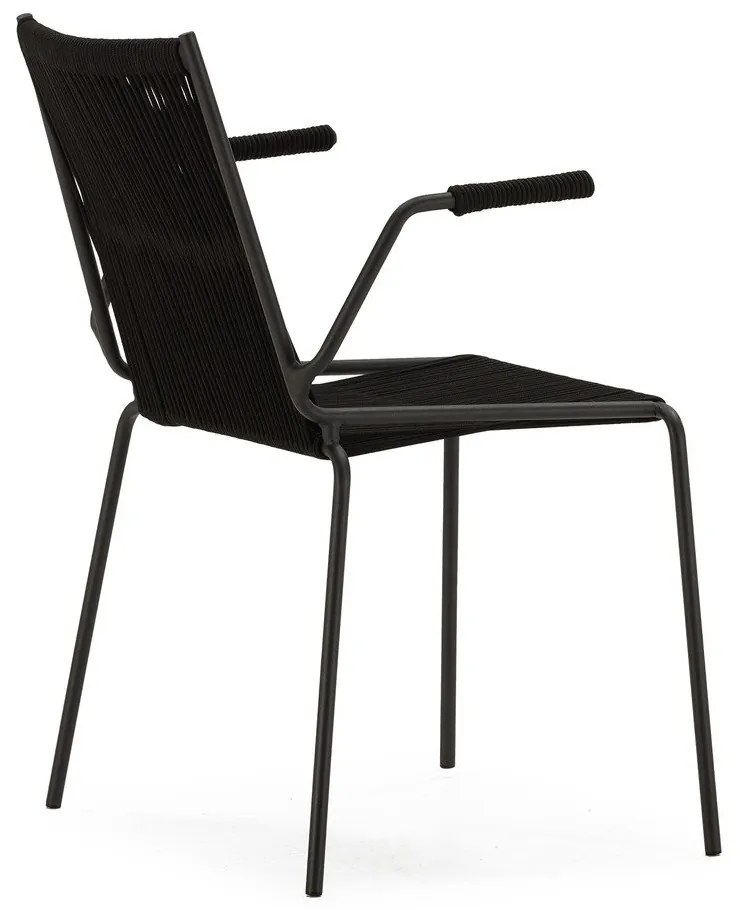 Czarne metalowe krzesła zestaw z podłokietnikami/sztaplowane 2 szt. Emily – Marckeric