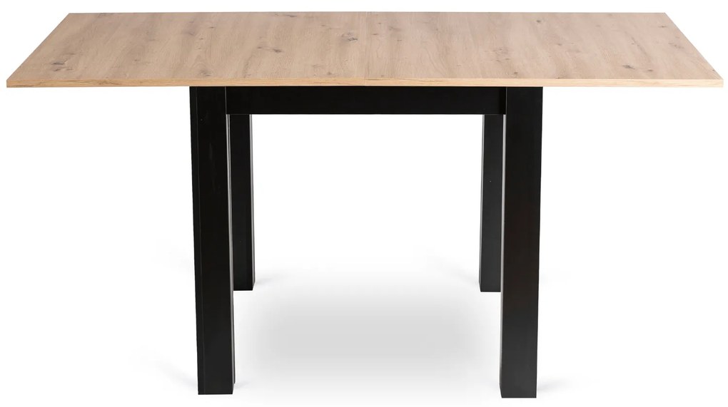 Zestaw Stół Kwadratowy Rozkładany MAX 80-160 cm Dąb Craft/Czarny i 6 Krzeseł Tapicerowanych CHRIS Czarne Nowoczesne