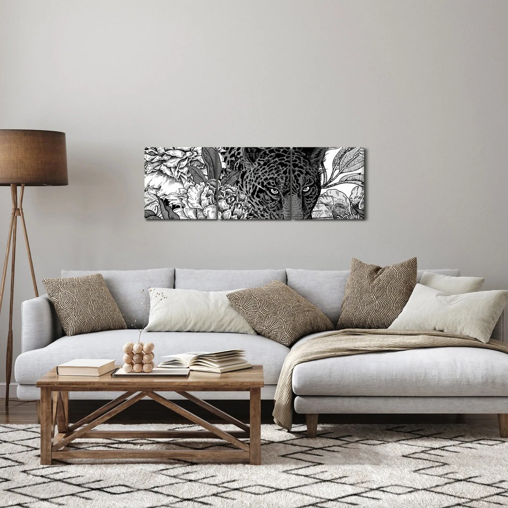 Obraz - Egzotyczny ogród (z zegarem) (90x30 cm)