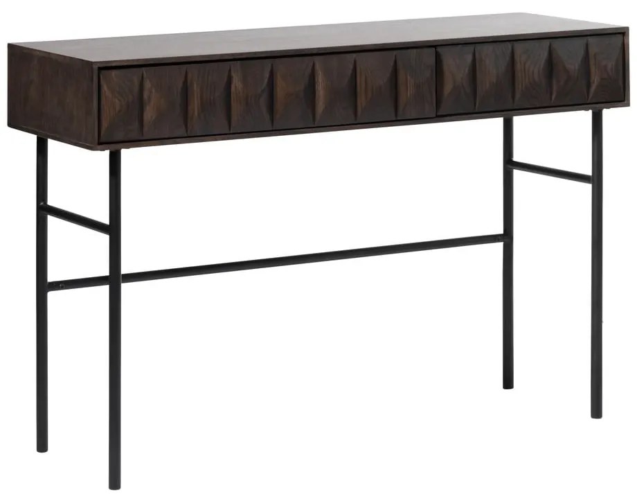 Ciemnobrązowa konsola z blatem w dekorze dębu 39x117 cm Latina – Unique Furniture