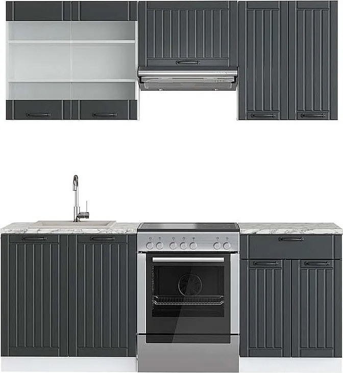 Aneks kuchenny antracytowy dom wiejski/biały 200x60x81.6 fame-line