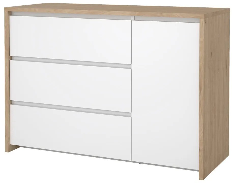 Biało-naturalna komoda w dekorze dębu 119x84x48 cm Next – Tvilum