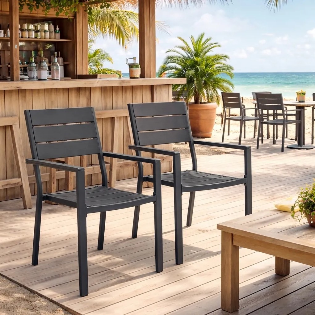 Krzesła ogrodowe Caprila - zestaw 2 szt. na taras i balkon, kolor szary