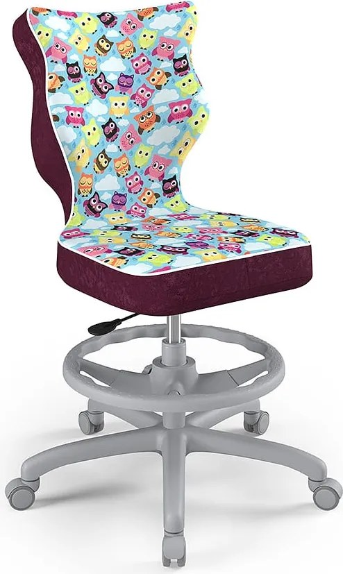Młodzieżowe krzesło do biurka Petit Grey rozmiar 5 (146-176,5 cm) z podnóżkiem i wzorami
