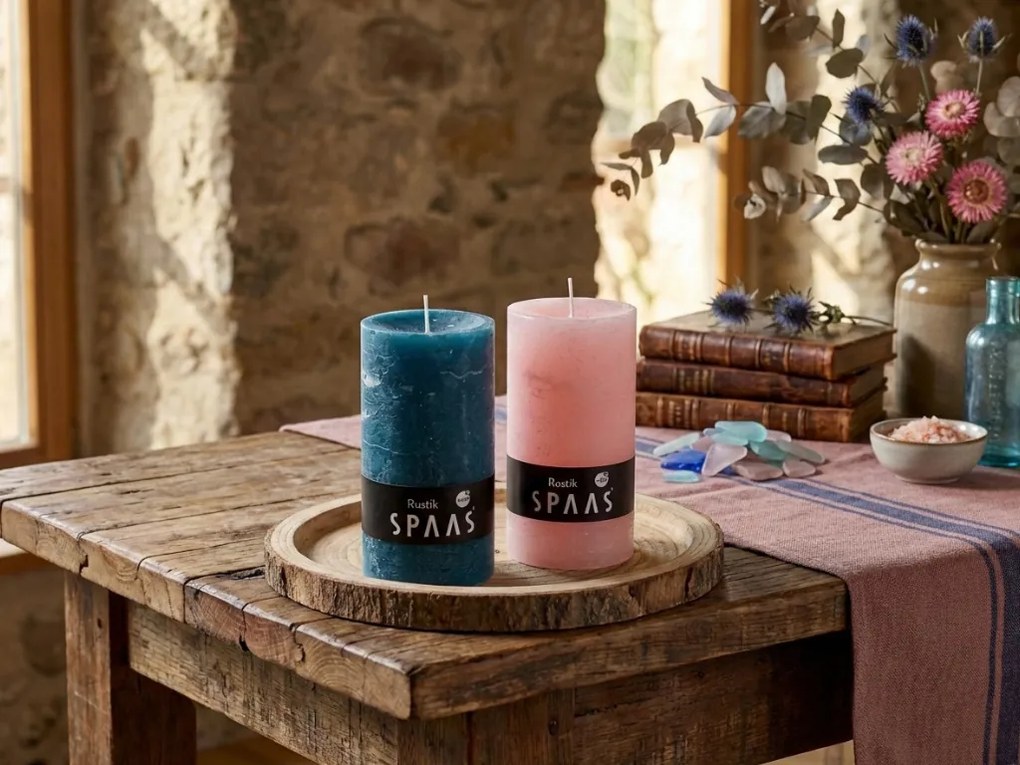 Świeca słupkowa SPAAS RUSTIK 13 cm różowa
