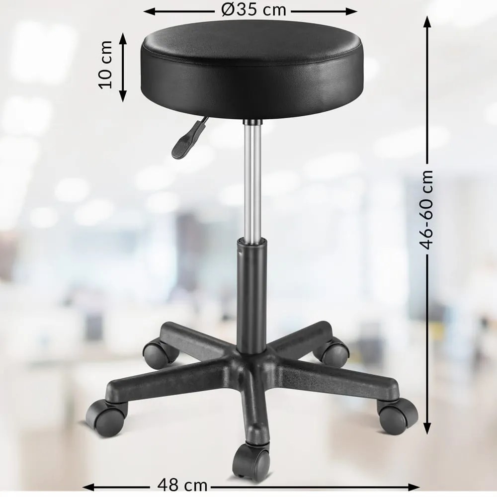 Taboretka na kółkach BONY, Ø35cm, czarna Casaria