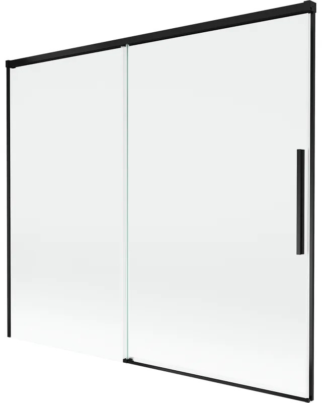Mexen Rox parawan nawannowy 2-skrzydłowy rozsuwany 180 x 150 cm, transparent, czarny - 8C9-180-001-70-00