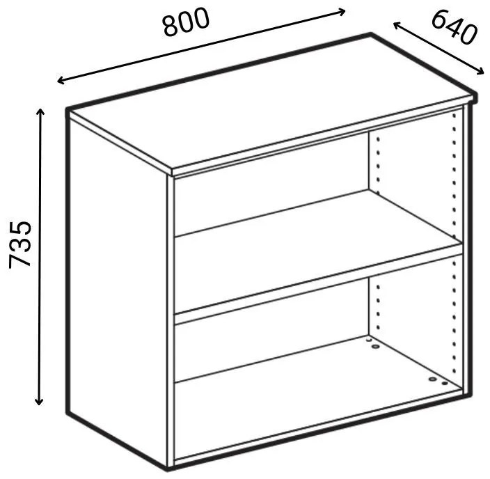 Szafa biurowa z drzwiami PRIMO WOOD, 800 x 640 x 735 mm, brzoza