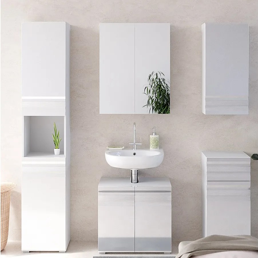 Szafka łazienkowa biały wysoki połysk 36.4x31x190.5 fredd