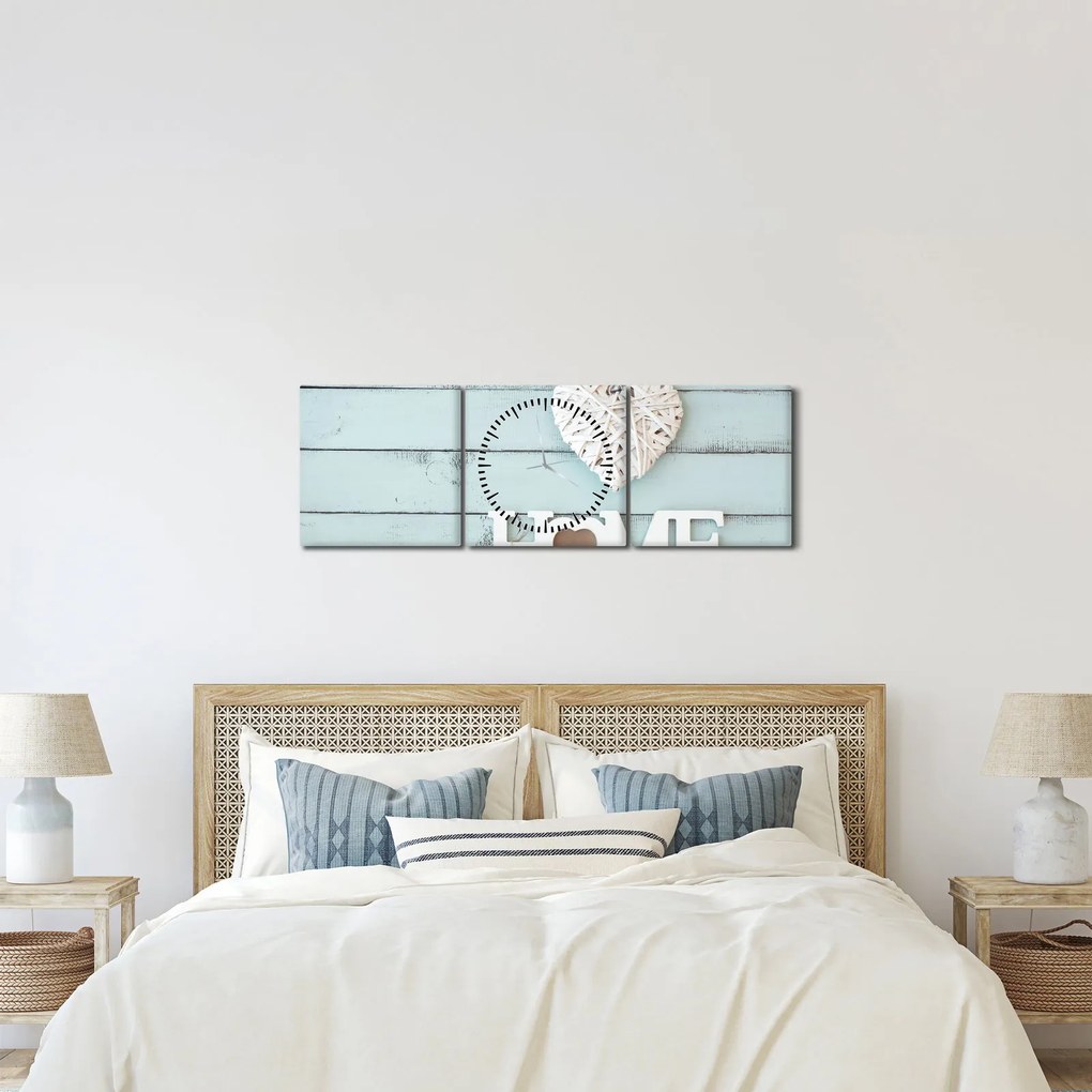 Obraz - I love home (z zegarem) (90x30 cm)