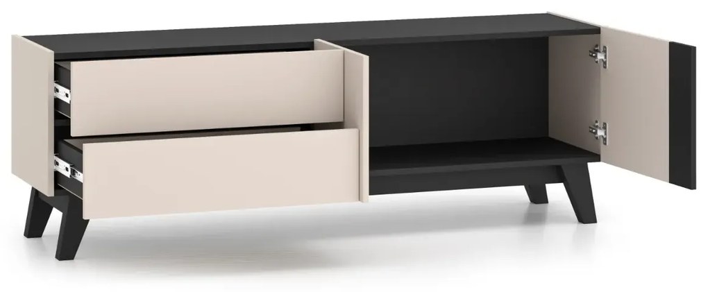 Szafka RTV FREYA 05 1D2S 160 kaszmirowa/czarna ML MEBLE