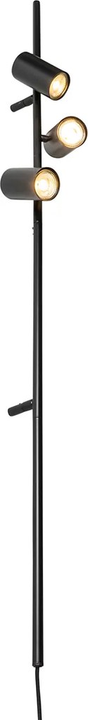 Inteligentna lampa ścienna czarna z włącznikiem nożnym 3-punktowa w zestawie 3 żarówki Wifi GU10 50mm - Jeana Luxe