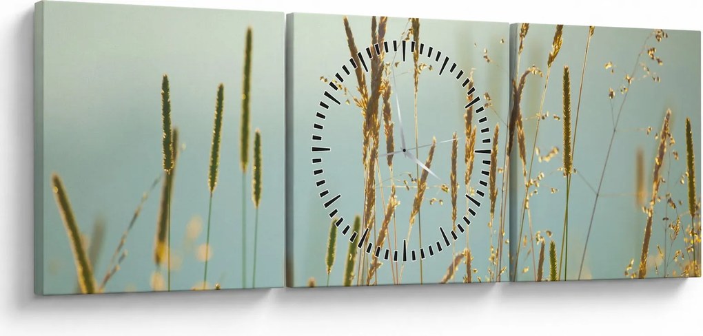 Obraz - Łąkowa chwila (z zegarem) (90x30 cm)
