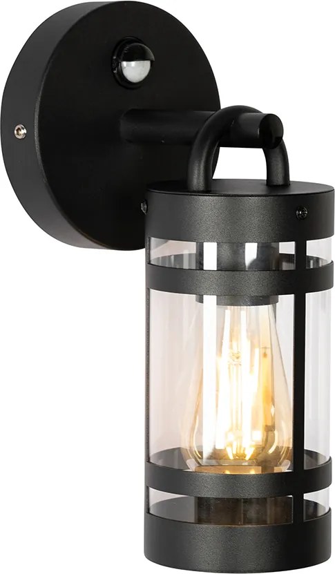 Lampa ścienna zewnętrzna czarna IP44 z czujnikiem ruchu - Ruben