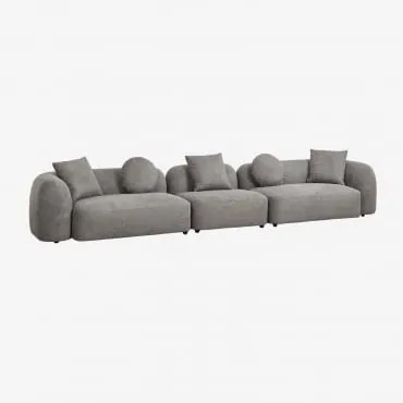 Modułowa Sofa 3-częściowa Z Tkaniny Coco Chenille Granitowo-szary Gruby Szenil - Sklum