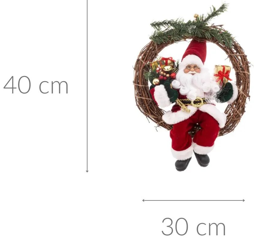 Świąteczny wieniec z Mikołajem, Ø 30 cm