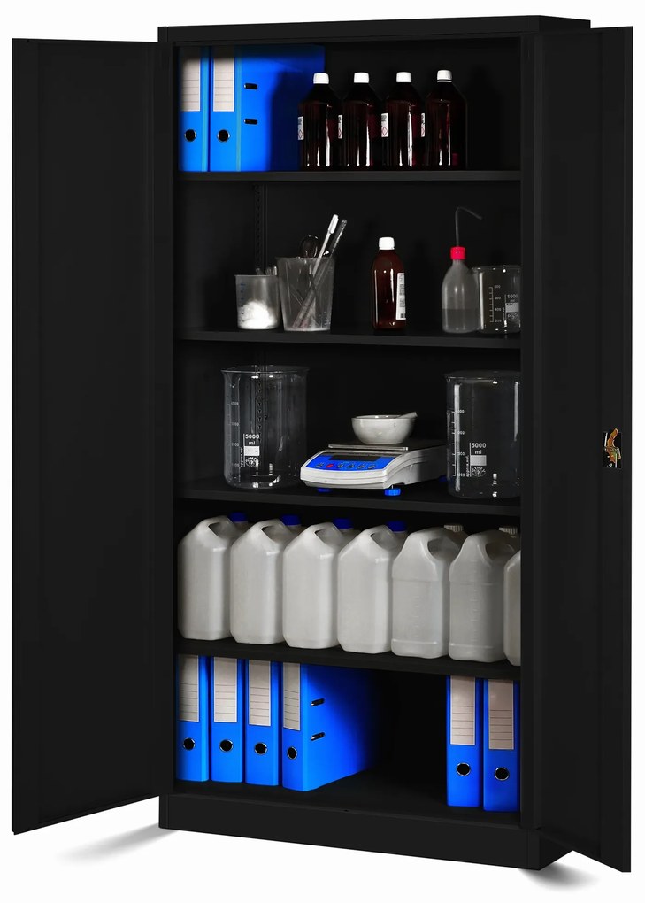 Zestaw 4x biurowa szafa metalowa na akta JAN H, 900 x 1950 x 400 mm, czarna