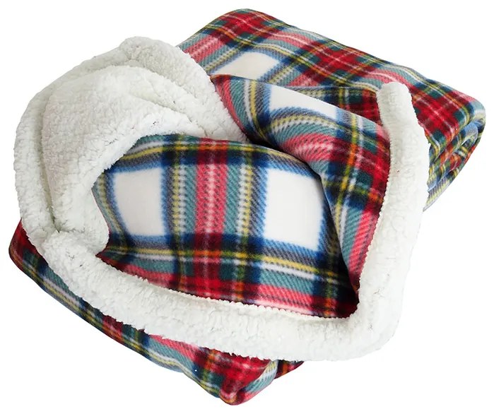 B.E.S. Petrovice Kocyk dla niemowląt Buffalo wkratkę biało-czerwoną, 150 x 200 cm