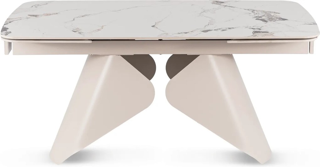 Ceramiczny stół z rozkładanym blatem Verona 160-240 cm, biały marmur/kaszmir