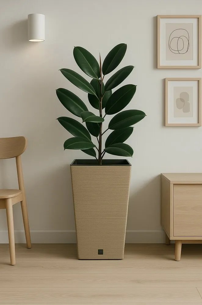 Doniczka FURU SQUARE ECO WOOD z wkładem 24 cm, brązowy, S