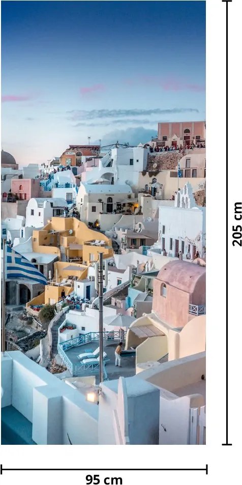 Fototapeta na drzwi - Zmierzch na Santorini (95x205cm)