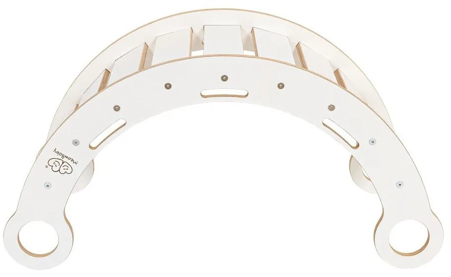 Biało-szara huśtawka z litego drewna sosnowego 39x75x38 cm Montessori – Meowbaby