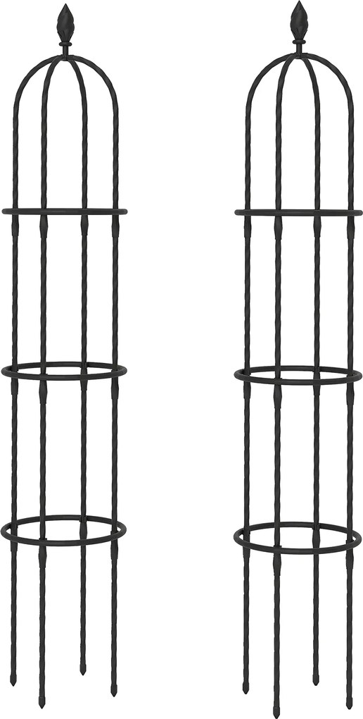 Outsunny Podpóra do pnączy 2 szt. 174 cm Obelisk ze stali, zdejmowana podpórka dla roślin pnących, do róż | Aosom PL