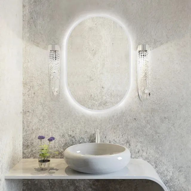 Białe lustro owalne led 95x40 cm W8-B10