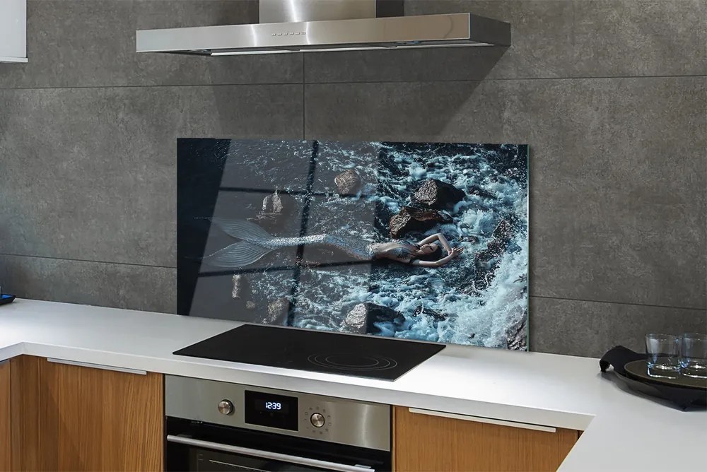 Szkło do Kuchni na Ścianę Syrena w Morskiej Otchłani