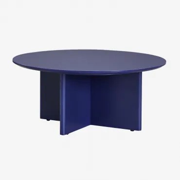 Okrągły Stolik Kawowy Ø80 Cm Z Mdf Saonara Df Azul Oscuro |df Dark Blue - Sklum